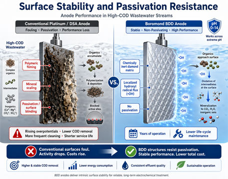 surface stability and passivation resistance of bdd electrode